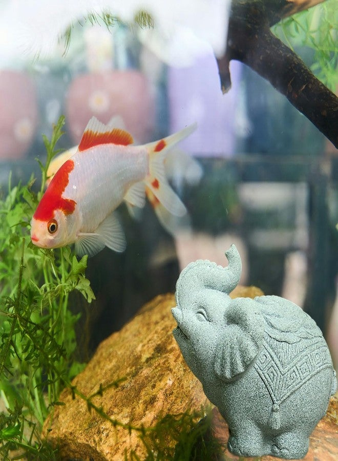 livelyfish Aquarium Elephant Statue Fish Tank Decorations Asian Foo Dog Statue Sculpture Feng Shui Ornaments for Pet Betta Fish Rest Fish Tank Decor, E - Image 2